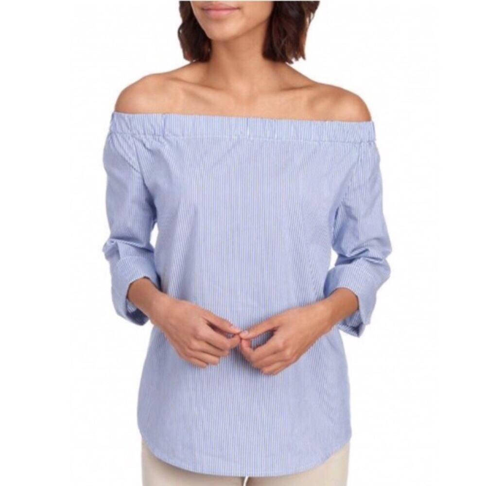 Zac & Rachel | Off Shoulder Poplin Striped Top XL